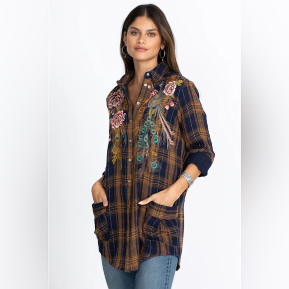 Johnny Was QUITO PAINTERS SMOCK TUNIC size L NWT - Picture 4 of 7